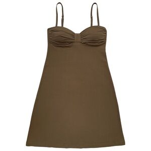 Tommy Bahama Pearl Solids Foam Cup Dress with Center Tab Brown Size S